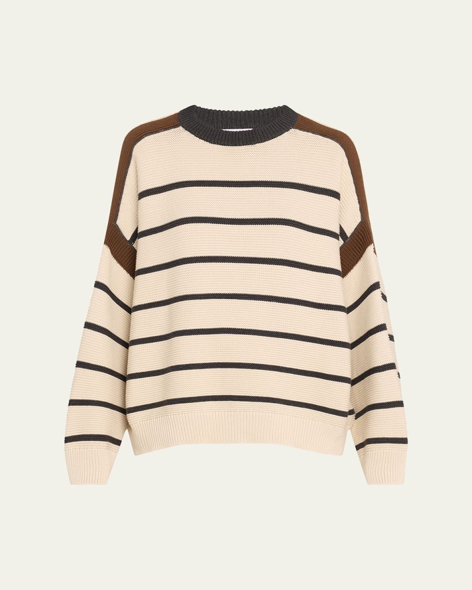 Striped Cotton Knit Oversized Sweater